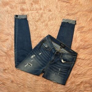 Judy Blue Patched Rip Skinny Jeans Stretch Raw Hem Size 5/27‎